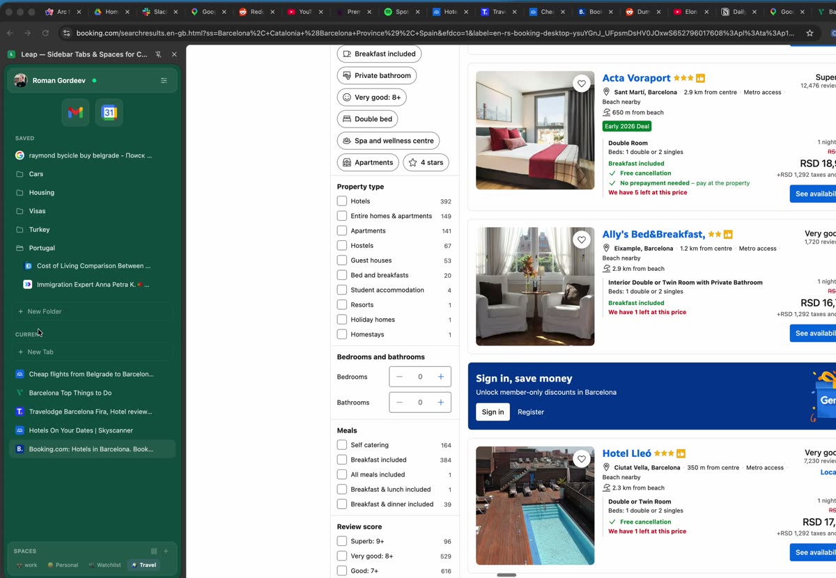 Drag-and-drop tab organization with nested folders in Leap